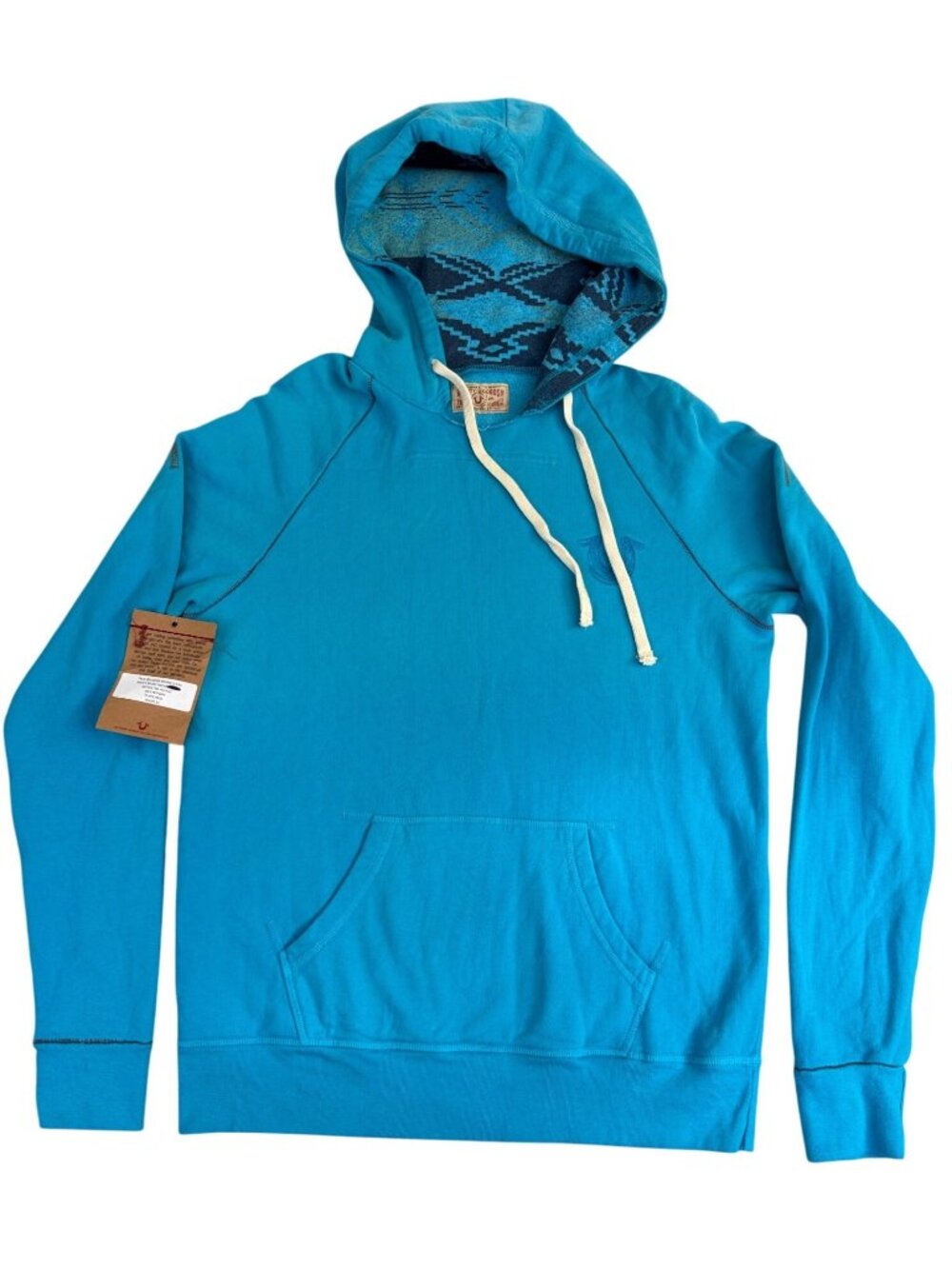 True Religion Mens Sportswear Artwater Village Y2K Turquoise Hoodie Jacket